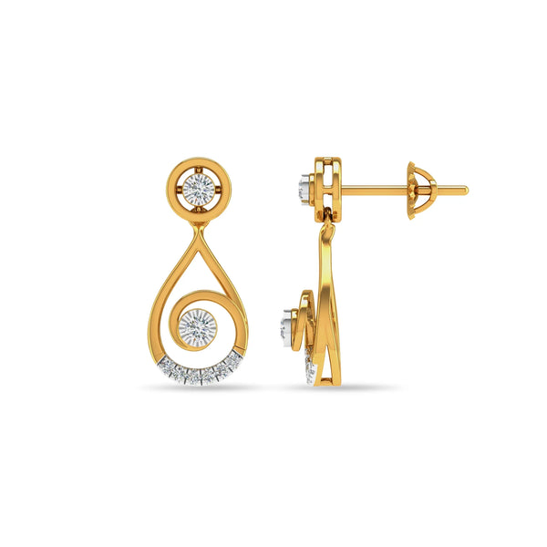 Radiant Swirl Diamond Earrings in 14k Gold