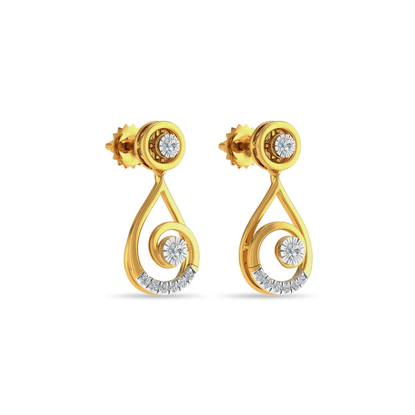 Radiant Swirl Diamond Earrings in 14k Gold