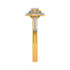 Modernist Square Double Halo Diamond Ring in 14K Gold