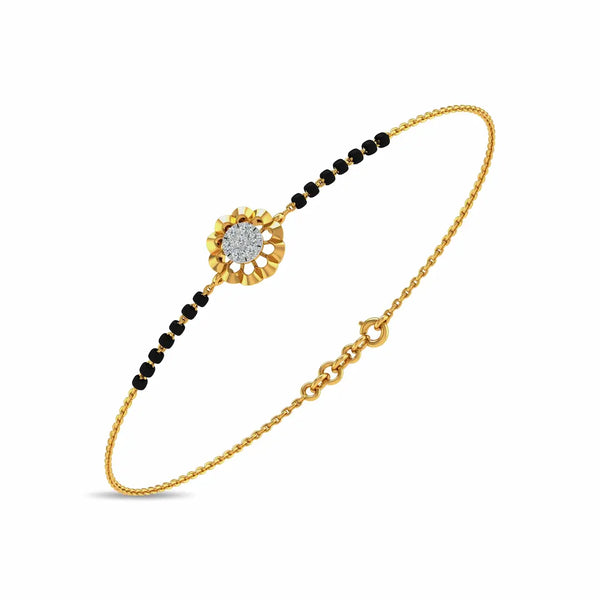Darya Mangalsutra Bracelet – Elegant 18K Gold & Diamond Hand Chain