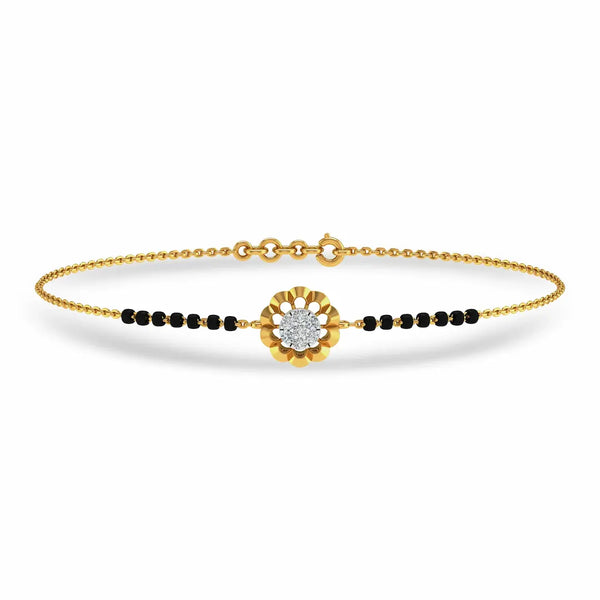 Darya Mangalsutra Bracelet – Elegant 18K Gold & Diamond Hand Chain