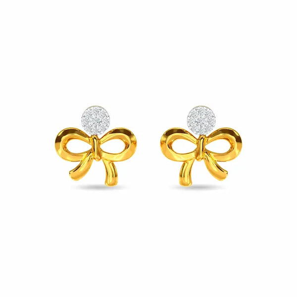 Elegant Diamond Bow Stud Earrings – 18K Gold
