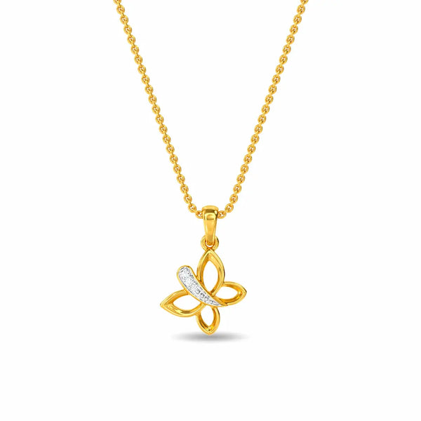 Happy Butterfly Kids Pendant – Playful 18K Gold & Diamond Necklace