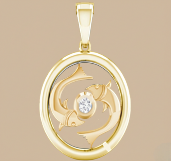 Celestial Flow: 18K Gold & Diamond Pisces Pendant