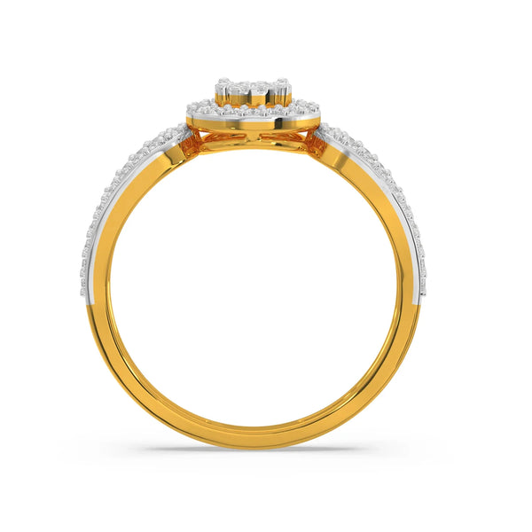 Radiant Cluster Diamond Halo Ring in 14K Gold