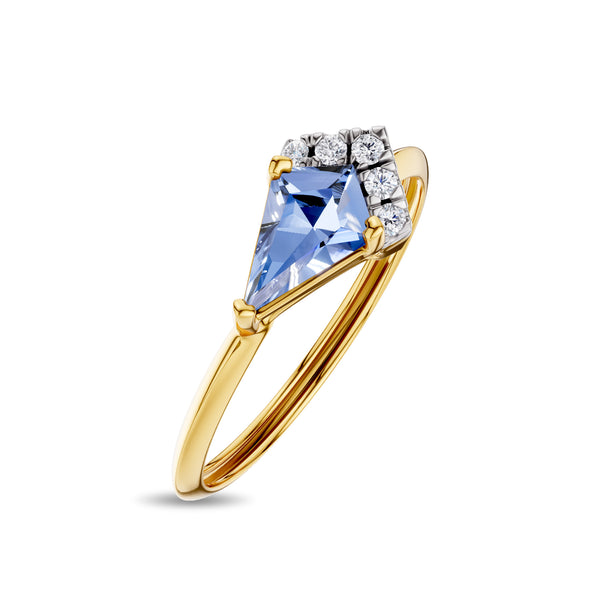 Aurora Spear 18K Blue Stone & IGI Diamond Ring
