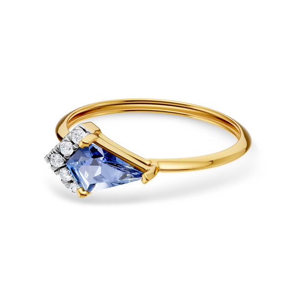 Aurora Spear 18K Blue Stone & IGI Diamond Ring